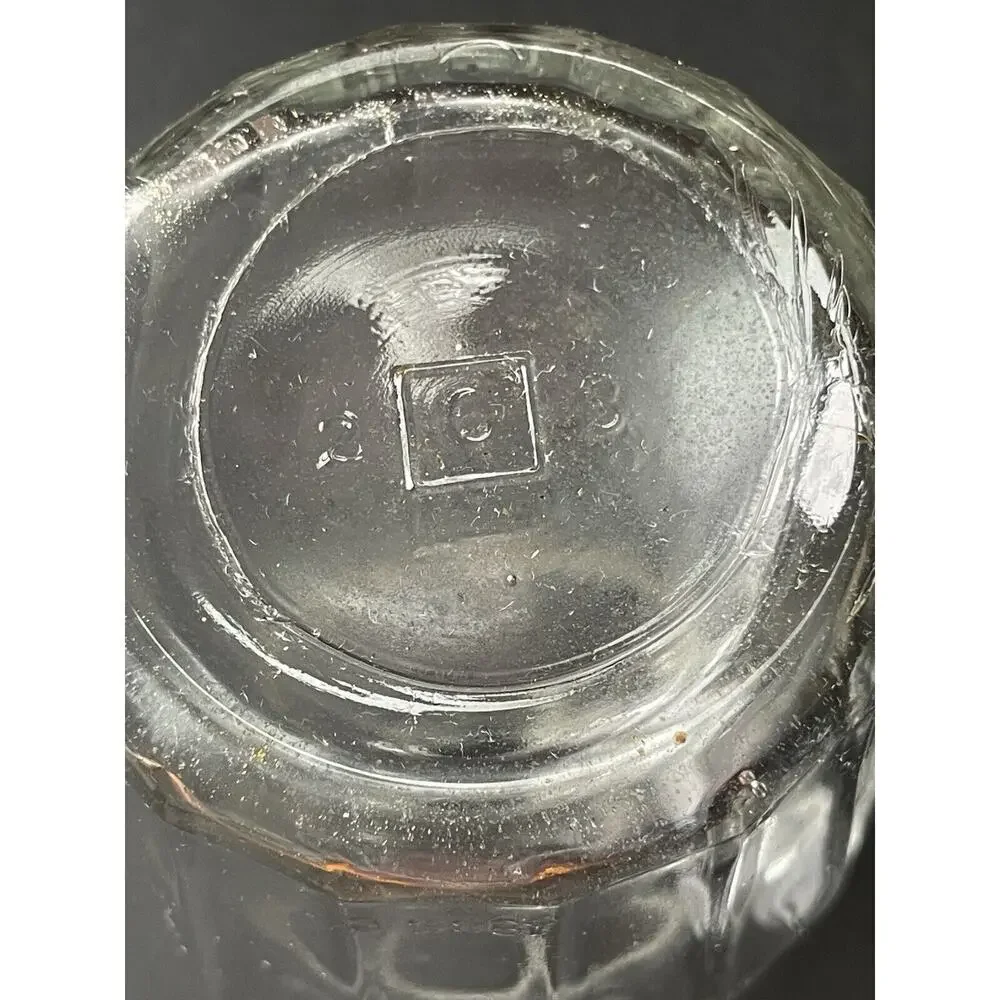 Vintage Paneled Cruet Jar Syrup Vinegar Bottle Clear Green Retro Cottagecore